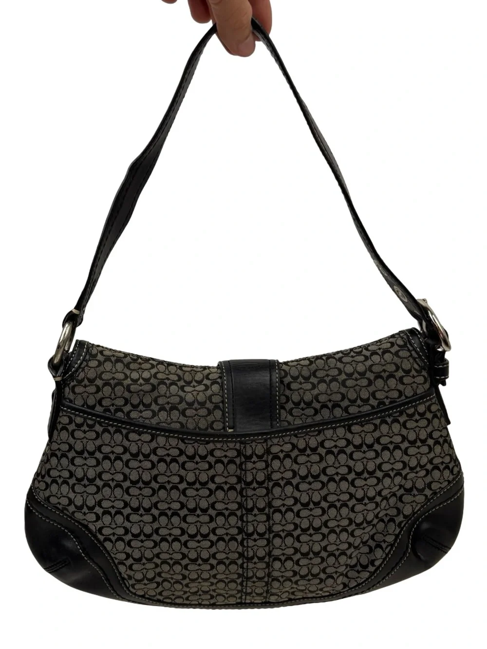 Coach F10926 Vintage Soho Black Leather  & Signature C Canvas Shoulder/Tote Bag